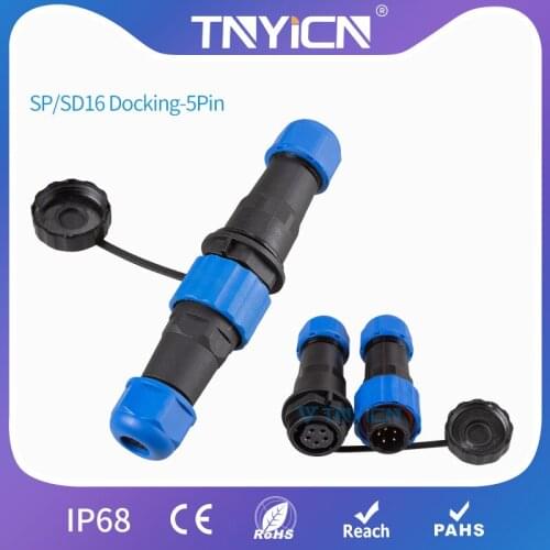 Waterproof Cable Connector IP68 SP/SD16 Docking-5Pin Wire Connectors Power Connector Plug and Cocket Male&Female Butt Jack