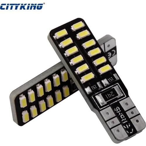 100pcs/Lot t10 led canbus T10 24led 3014 smd No OBC Error 194 168 W5W T10 24smd LED Interior Instrument Light bulb lamp White
