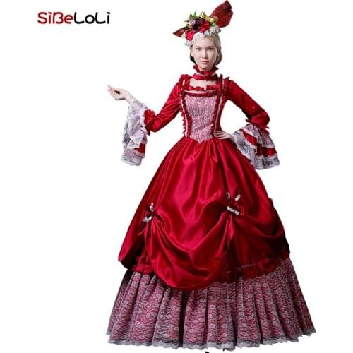 Victorian Southern Belle Christmas Party Dress 18th Century Rococo Marie Antoinette Dress Costumes Reenactment Cosplay Clothing