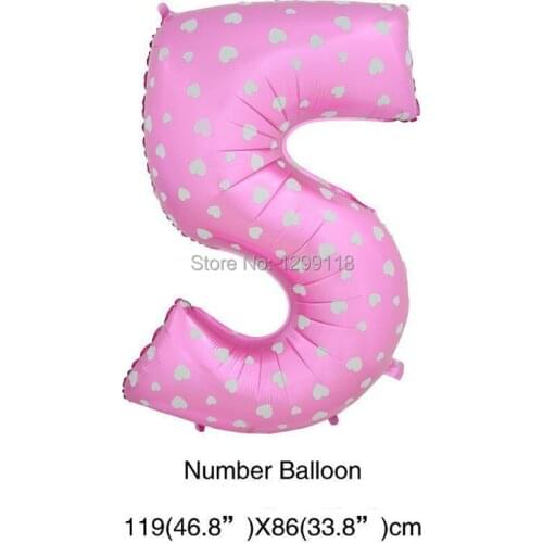 40 inch Large Pink Blue Dot Number Foil Balloons Digatal 5 Helium Balloon Number 5 Inflatable Balloons birthday party suppliers