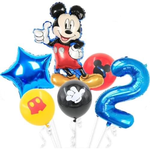 Mickey Mouse Foil Balloons Minnie 1st Birthday Party Decorations Kids Toys 32inch Pink Blue Number Globos Baby Shower Latex Ball