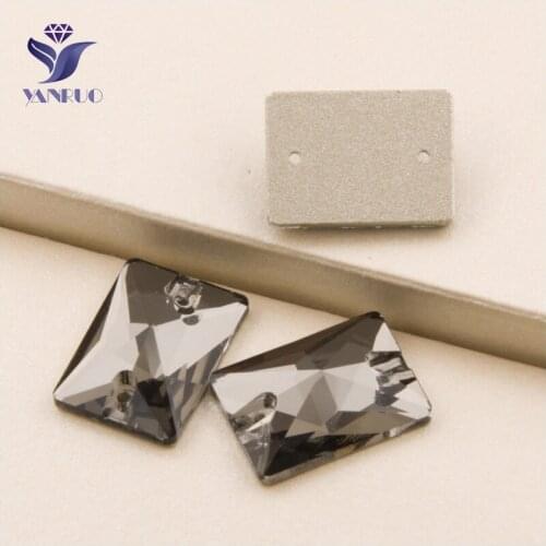 YANRUO 3250 All Sizes Black Diamond Flatback Rectangle Crystals Rhinestone Sew On Strass For Craft