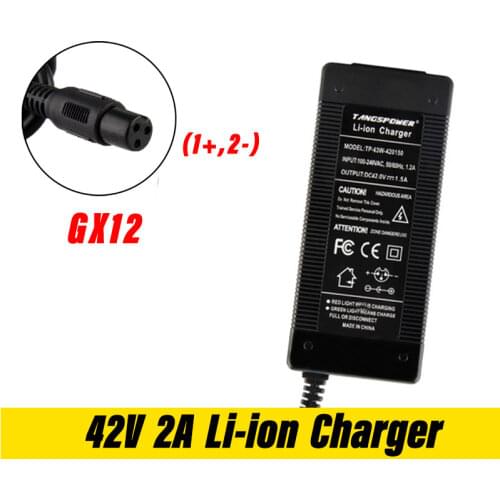 36V 2A Electric Bike Lithium Battery Charger for 42V 2A 3Pin GX12 Electric Scooter Charger Hoverboard Balance Wheel Charger