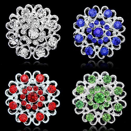 Women Brooches Rhinestone Crystal Enamel Pin Brooch Hollow Out Collar Pin Silver Plated Flower Jewelry Woman Accesories broche
