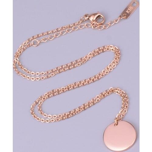 Diameter 15mm Rose Gold Color Stainless Steel Round Pendant Collares De Moda 2019 Drop Shipping Collar Mujer No Fade Party Jewel