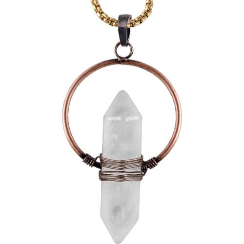 Natural Opalite Gem Stone Crystal Quartz Hexagonal Pendulum Reiki Pendants Charms For Jewelry Making Diy Necklace