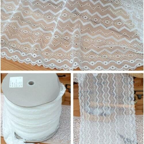 1 Meter Width 23cm Elastic Stretch Embroidery Lace Trim Ribbon Sewing Ivory Lace Fabric DIY Underwear Lingerie Accessories