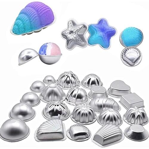 1 Pair Bath Bomb Molds Semicircle Sphere Heart-shaped Shell Flower Aluminium Alloy Salt Ball Homemade Mould DIY Bathing Tool