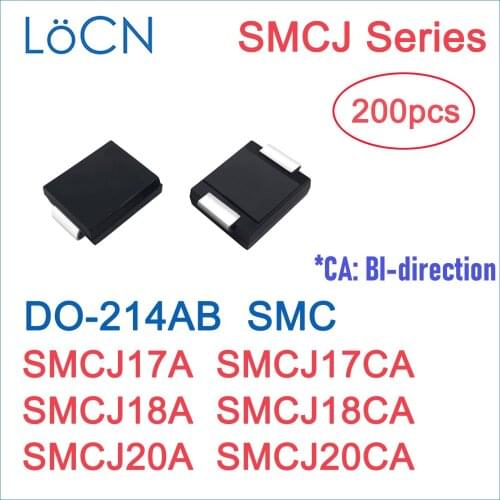 200PCS TVS DIODE SMC SMCJ SMCJ17A SMCJ17CA SMCJ18A SMCJ18CA SMCJ20A SMCJ20CA DO214AB DO-214AB 17V 18V 20V High Quality