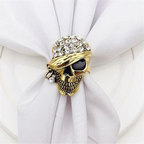 12PCS/Metal Halloween Skull Series Napkin Ring Desktop Decoration Used in Hotel Halloween Western Food Etiquette Decorations