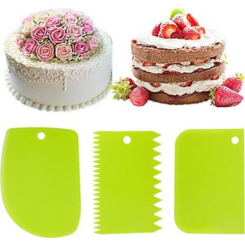 3PCS/Lot Bakeware Cake Mold Tools Plastic Scraper Cake Decorating Comb Irregular Teeth Edge DIY Cream Scraper Set dropship
