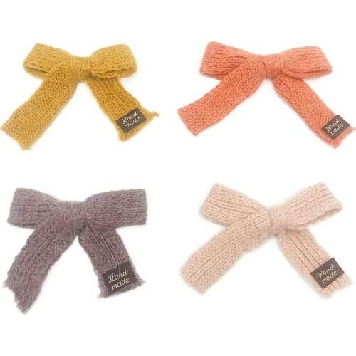 4pieces Fabric Knitted Bowknots Appliques Cartoon Sewing Patch for Clothing Craft Shoe Sticker DIY Hair Ornament