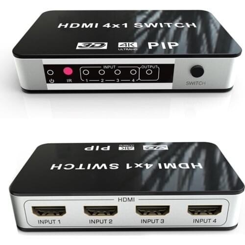 4K HDMI Switch 4x1 HDMI PIP Video Switcher 4Kx2K@30Hz With IR Remote and Power Adapter 4 Port Switch For Apple TV PS4 4 in 1 out