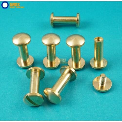 50 Set 8*12mm Solid Brass Rivet Chicago Screw for Leather Craft Belt Wallet / Cambered