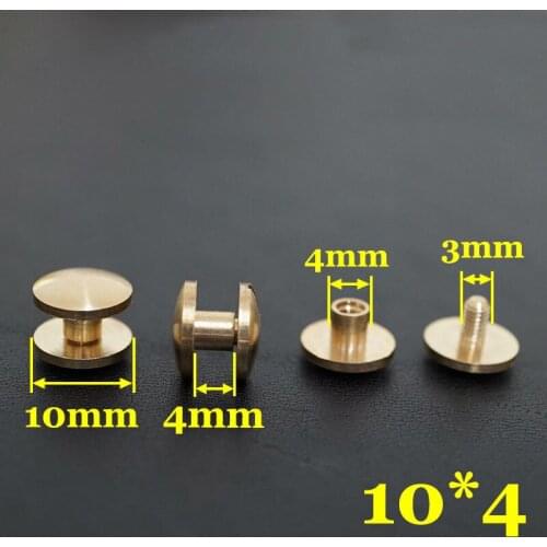 50pc Q2-10x4 Solid Brass belt screw Chicago Screw Leathercraft