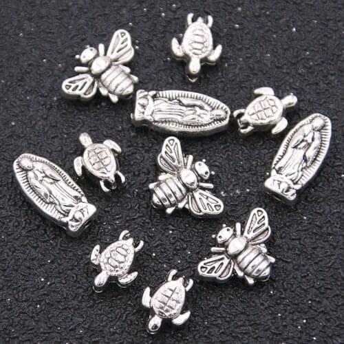 50PCS 3 Styles Tortoise Bee Jesus Animal Spacer Beads Jewelry DIY Jewelry Bracelet Necklace Handmade Accessories