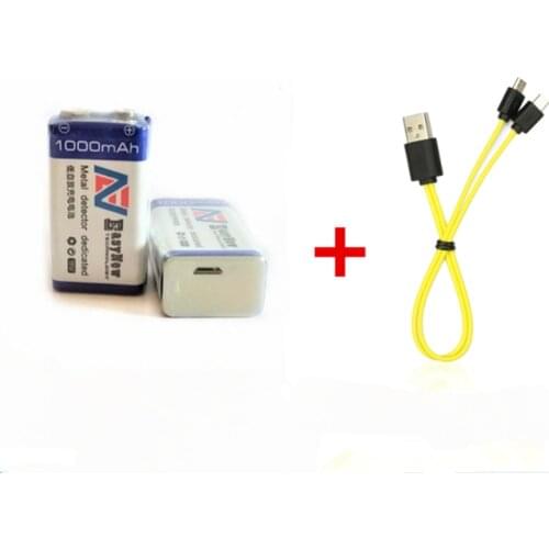 2PCS 1000mAh 9V rechargeable battery 6F22 USB lithium ion rechargeable battery with micro USB cable for fast charging