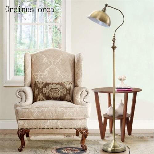 American antique iron floor lamp living room sofa bedroom bed head modern simple reading vertical floor lamp free shipping