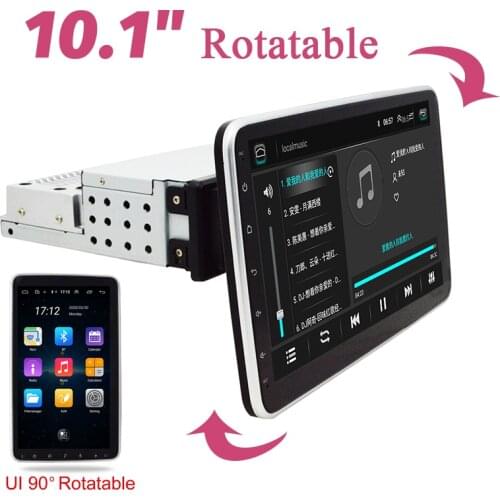 1DIN 10.1" Android 9.0 Rotatable Screen Car Stereo Radio GPS Wifi Mirror Link HD Quad-core RAM 1GB ROM+16GB