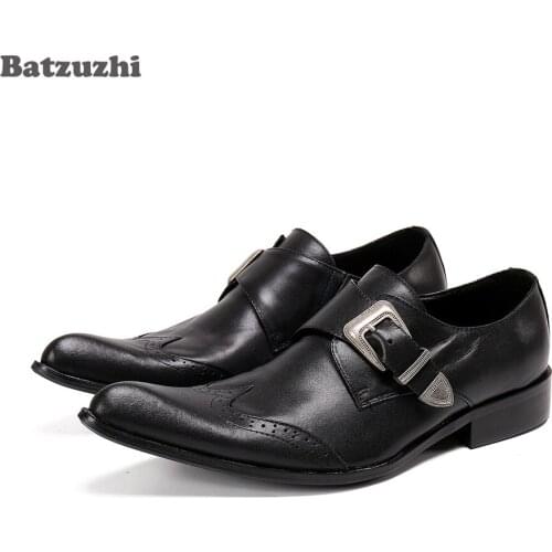 Batzuzhi New Fashion Mens Leather Shoes Pointed Toe Black/Brown Leather Dress Shoes Men for Business Zapatos Hombre, US6-US12