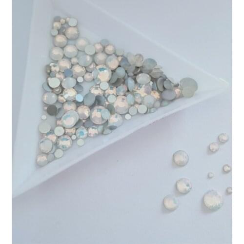 White Opal All Size crystal glass FlatBack Non Hot Fix Strass Sewing & Fabric Garment Rhinestone Nail Art Stone