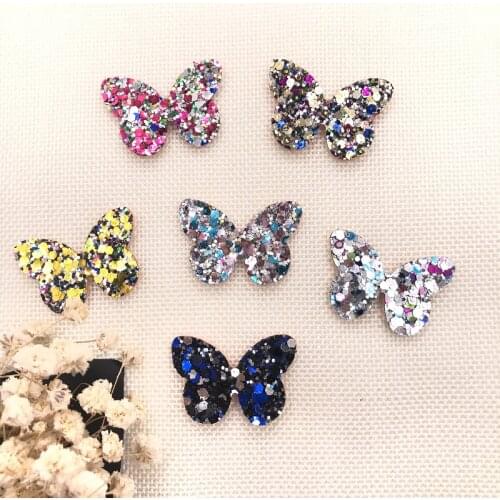10PCS/lot Glitter Baby Girls Hair Accessories Sequins Butterfly Padded Appliqued for DIY Accessories Craft Handmade Decoration