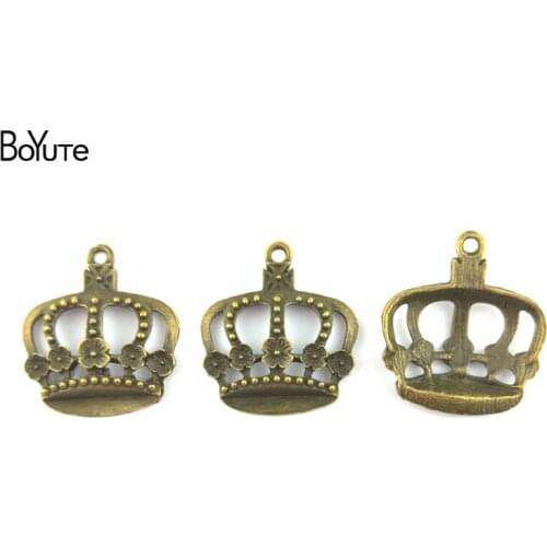 BoYuTe (40 Pieces/Lot) 34*30MM Zinc Alloy Crown Charms Antique Bronze Plated Metal Pendant Charms for Jewelry Findings Diy