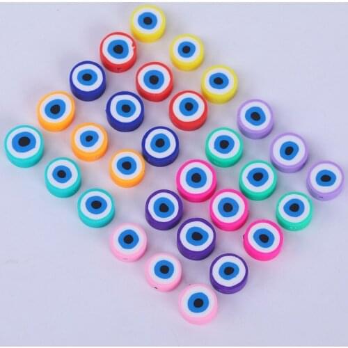 1000pcs 10mm Mixed Evil Eye Beads Polymer Clay Spacer Loose Beads for Jewelry Making DIY Bracelet Necklace Keychain Accessories