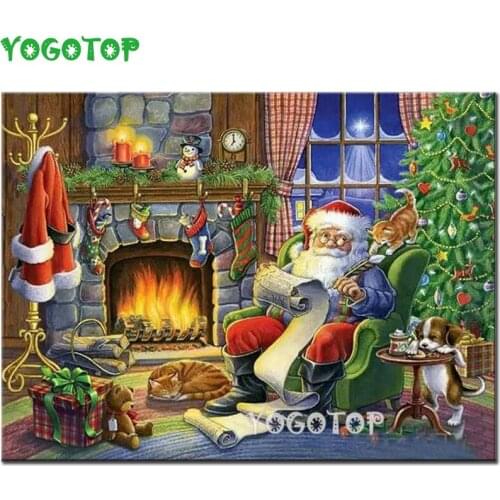 Diy diamond painting Santa Claus diamond embroidery full square round drill mosaic rhinestone Christmas Gift Tree fire YY4512