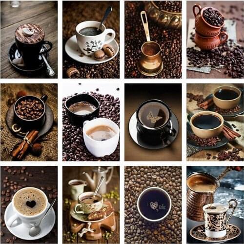 Evershine 5D Diamond Painting Cross Stitch Coffee Cup Full Square Rhinestones Embroidery Scenery Wall Decoration