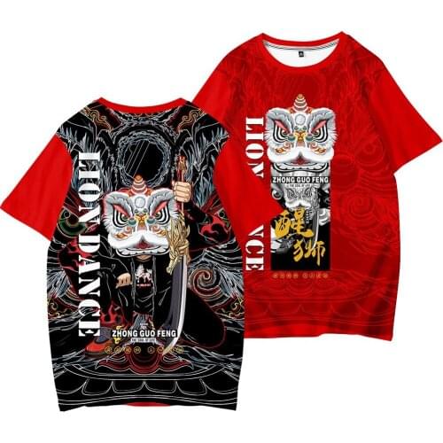 Summer Men Casual Loose Streetwear O-Neck Short Sleeve Tops Male Clothes Casual Red Print T-Shirt
