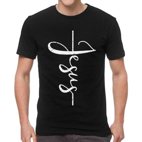 Jesus Christ On The Cross God T-shirt Men Novelty T Shirt Short Sleeve Christian Tshirt 100% Cotton Tees Top Clothing
