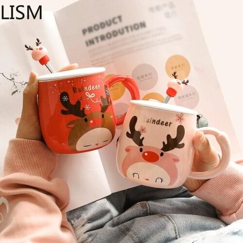 Ceramic Coffee Mug with Lid Nordic Ceramic Coffee Mug Set Christmas Home Creative Mug Personality Girl Ceramic Mug Trend