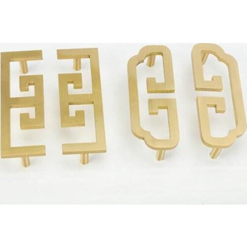 LCH Solid Brass Door Handles Cabinet Drawer Knob Door Pull Newly Designed Artistical Chinese Style Furniture Hardware