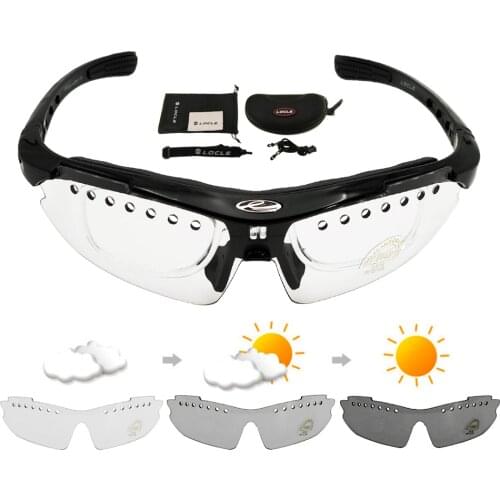 LOCLE Photochromic UV400 Hiking Glasses Tactical Glasses Men Climbing Glasses Sports Glasses Myopia for Camping Hiking Cycling