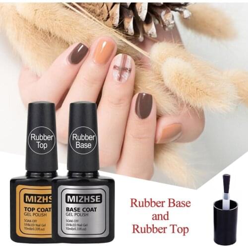 MIZHSE 2pcs Rubber Base Top Coat For Nails Nail Design Manicure Gel Nail Polish Primer For Nails Under Gel-Lacquer Bonded Shilak