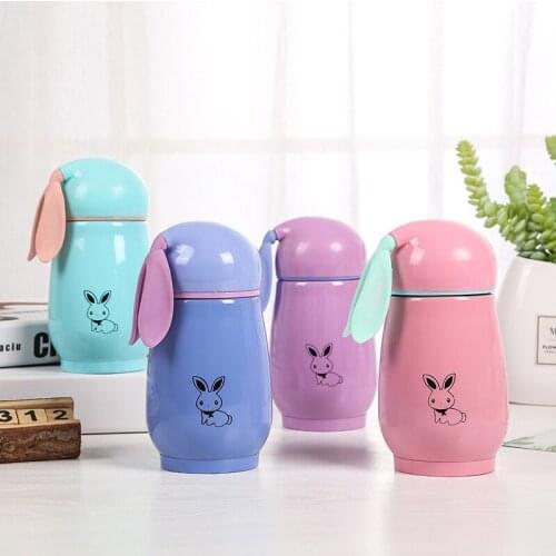 Creative Glass Rabbit Fashion Vacuum Cup Stainless Steel Childrens Student Big Belly Cup Hot Selling Gift Custom Logo