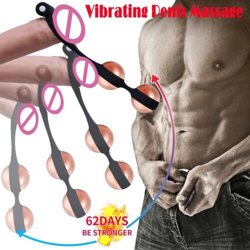 Male Vibration Ball Trainer Weight Penis Ring Enlarger Stretcher Hanger Extender Chastity Cock Dumbbells Sex Toys for Men