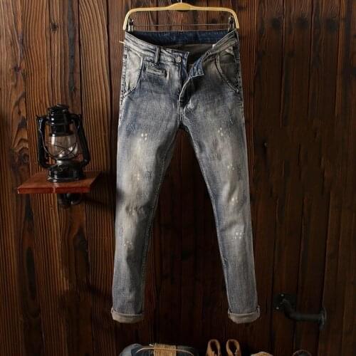 New Mens Slim Stretch Straight Fashion Jeans Pockets Zippers Vintage High Street Outdoor Casual Korean Style Classic Pants