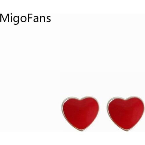 Fresh Sweet Red Hearts Simple Stud Earrings for Girlfriends