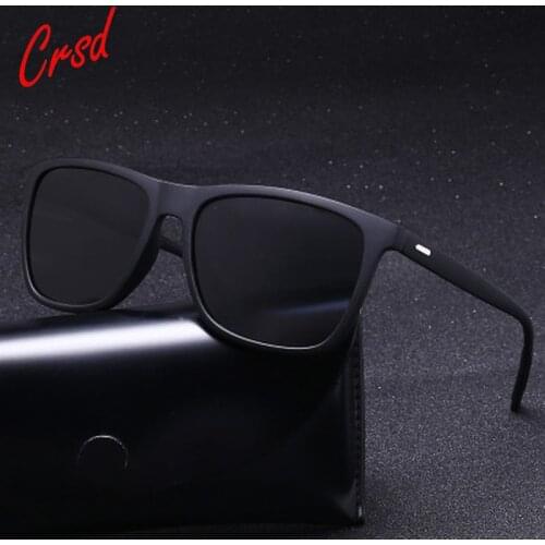 CRSD New Mens Women Luxury Eyewear Polarized Square Sunglasses Men Classic Sun Glasses UV400 Mirror Aluminum Leg Eyeglass