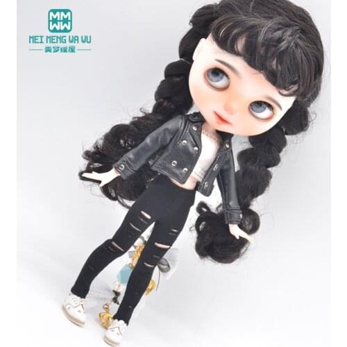 Blyth 1/6 doll clothes Fashion leather jacket for 28-30cm Azone OB 24 accessories girl gift toy
