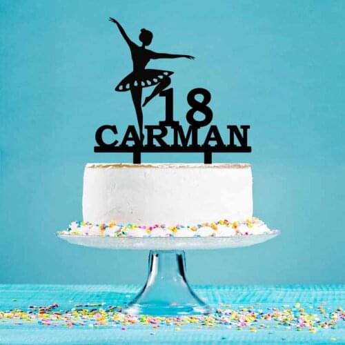 Personalized Ballet Cake Topper Custom Name Age Girl Dancing Ballet Silhouettes For Girls Birthday Cake Decoration Topper YC155