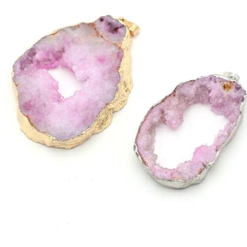 Natural Stone Pendants Stylish Irregular Rose Quartz Bud Gold-Plated Charms for Jewelry Making DIY Necklace Earring Accessories