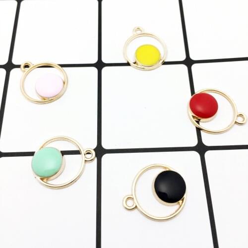 10pcs/lot Enamel Geometric Round Charms Zinc Alloy High Quality Alloy Jewelry Pendant Accessories 17*20mm