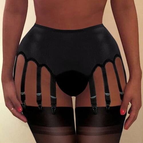 Muyogrt Sturdy Thigh High Sock Garter Belt With Metal Clips Sexy Batwing High Waisted Mesh Garterbelt Black Mesh Lingerie Pinup