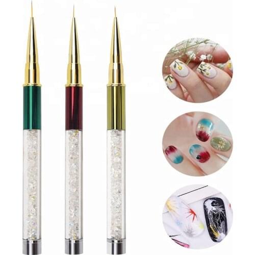 1pc Nail Pulling Line Painting Pens Colorful Acrylic Gel Polish Nail Art Drawing Flower Liner Brush Pen Engraving Manicure Tools