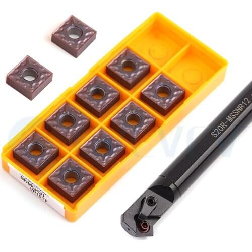 1Pc S20R S25S-MSSNR12 CNC Lathe Internal Turning Tool Holder +10Pcs SNMG120408 Machine Tools Carbide Blade Steel Iron Processing