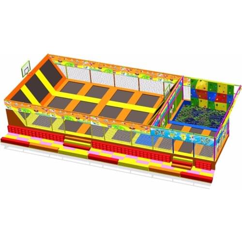 Sport fitness trampoline with net protecting,adults/children indoor trampoline park with basket and pool YLW-BT171024