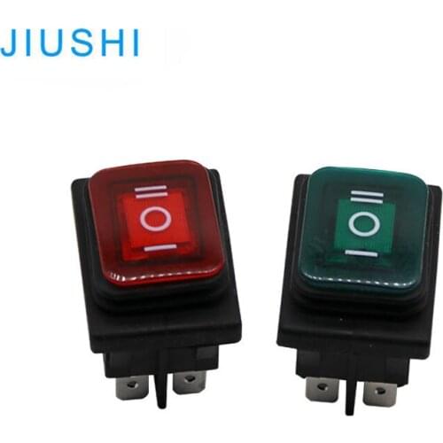 Waterproof KCD4-203N rocker switch red greem cover 6Pins on off on 3 position power switch with lamp15A 30A